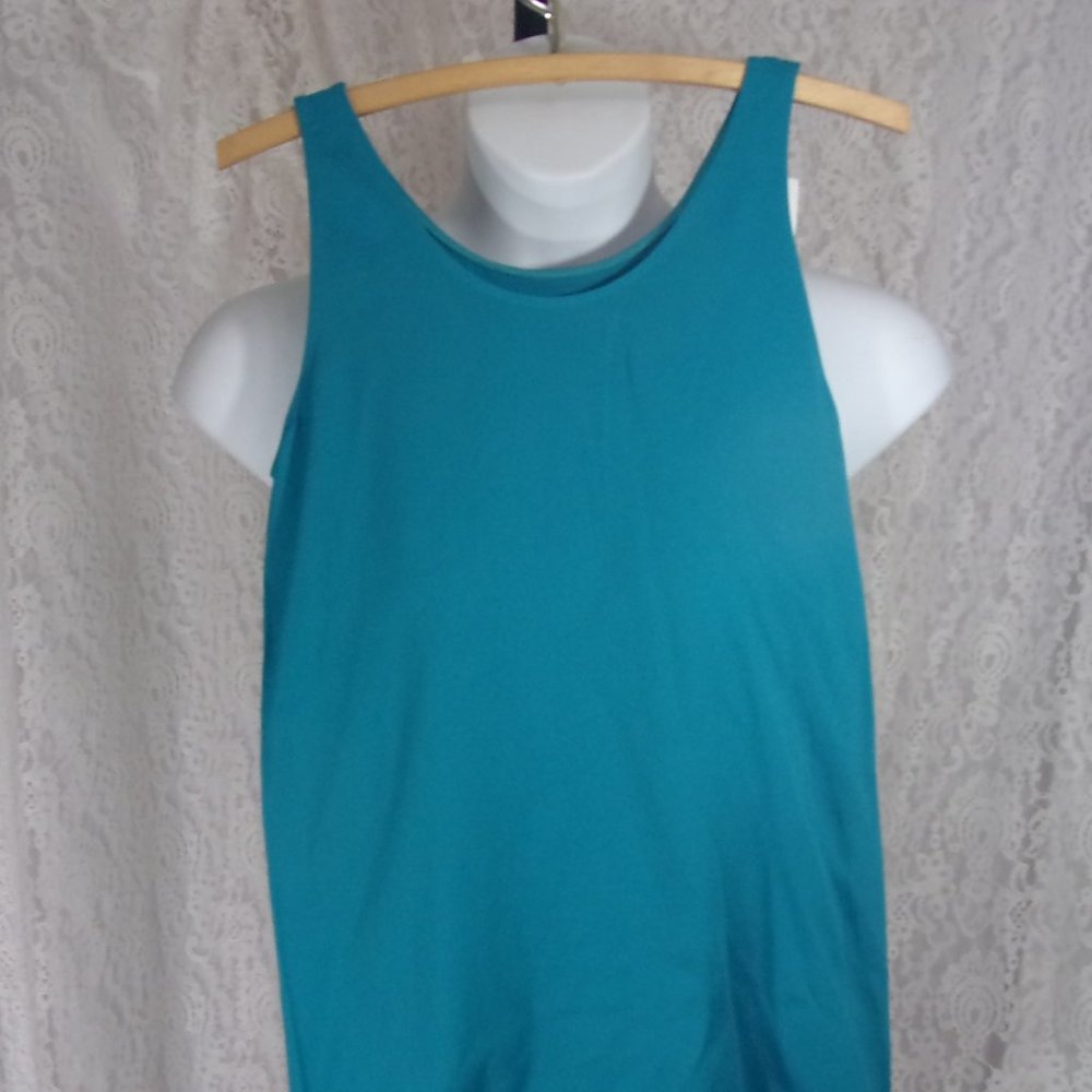 Tank Top Stretch Island Teal Blue Plus NWT